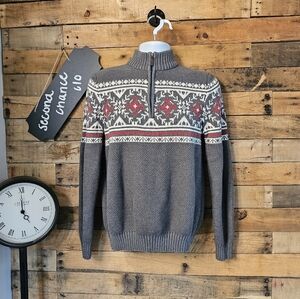 SALE-IZOD men's Fair Isle Quarter Zip Men’s Sweater size M